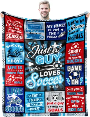 Soccer Blanket Gifts for Boys, Soft Cozy Flannel Throw Blanket for Soccer Lovers Gifts, Football Blanket 50"*60", Christmas, Holiday, Thanksgiving Gifts