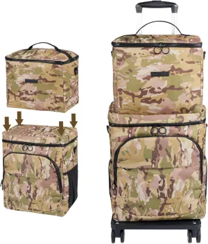 Soft Cooler with Wheels - Double Layer with Lunch Bag Collapsible Rolling Cooler, Large Removable Leakproof Portable Ice Packs for Camping Picnic Beach Travel