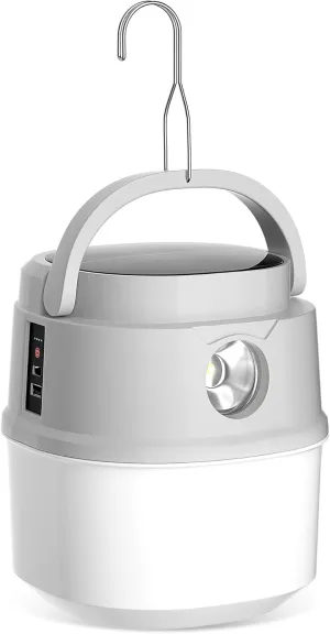 Solar Camping Lantern, Rechargeable LED Camping Lantern, 4 Light Modes One-Button Switching, Standby Charging Bank, Waterproof, for Hurricane Emergency, Outdoor, Hiking, Home and Car