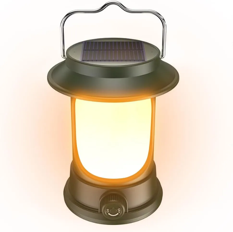 Solar Camping Light Portable LED Tent Lamp Rechargeable Campsite Lantern Waterproof Support Stepless Dimming for Outdoor Camping Hiking Fishing Courtyard