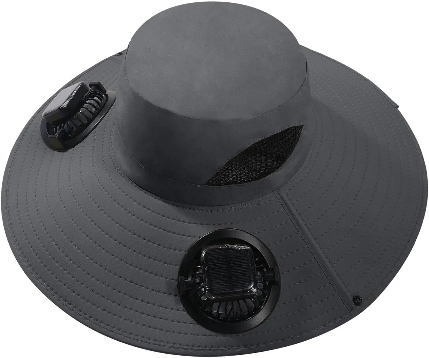 Solar Fan Hat Outdoor, Wide Brim Sun Hat with 2 Solar Fans, 2025 UPF 50  Bucket Sun Hat for Men Women, Solar Powered