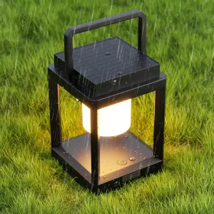 Solar Lantern Outdoor Table Lamp, 3-Level Brightness LED Nightstand Lantern, Solar Lanterns Outdoor Waterproof Hanging for Patio Walking Reading Camping