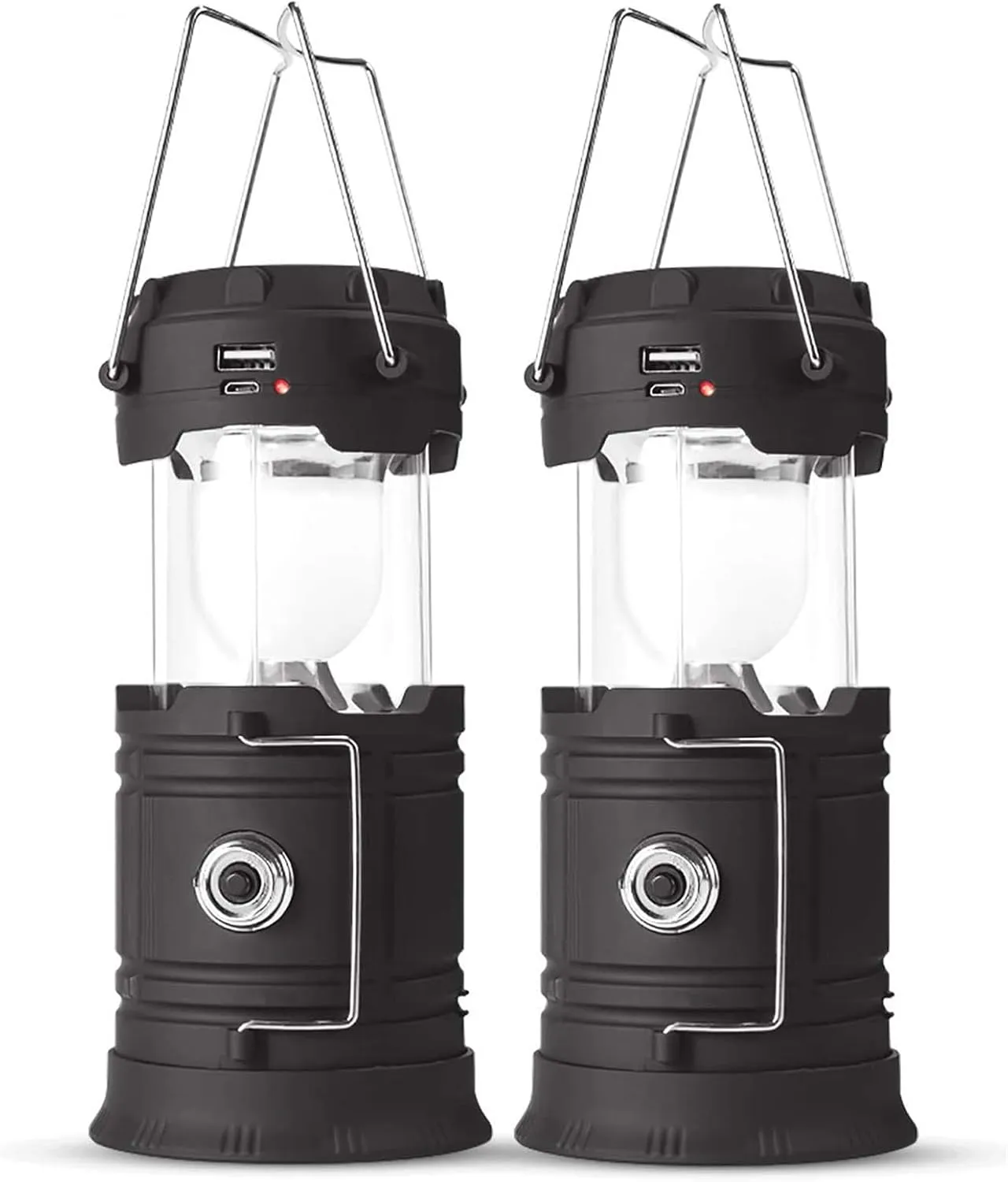 Solar Powered Camping Lantern, Flashlights Charging for Phone, USB Rechargeable LED Camping Lantern, Collapsible & Portable for Emergency, Hurricanes