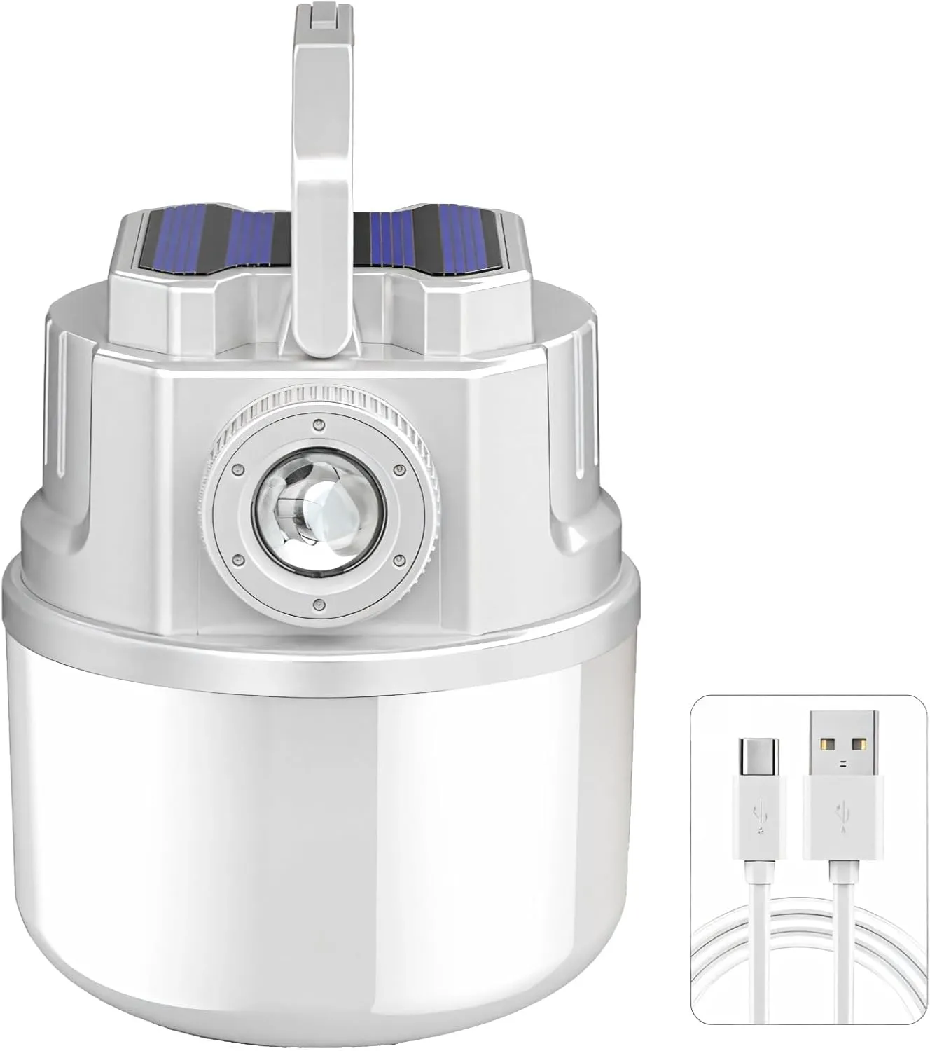 Solar Rechargeable Emergency Light Bulb, Dual Charging Camping Lantern