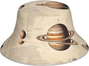 Solar System Jupiter Prints Reflective Bucket Hat for Men and Women - Lightweight and Breathable Headwear Black, Black, One Size