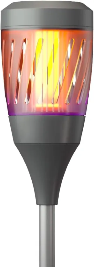 Solar Tiki Torch Lantern ZapperFlying Insect Control with Realistic Flickering Flame Accent Light Solar Powered Rechargeable Garden Lamp (Torch Metal)