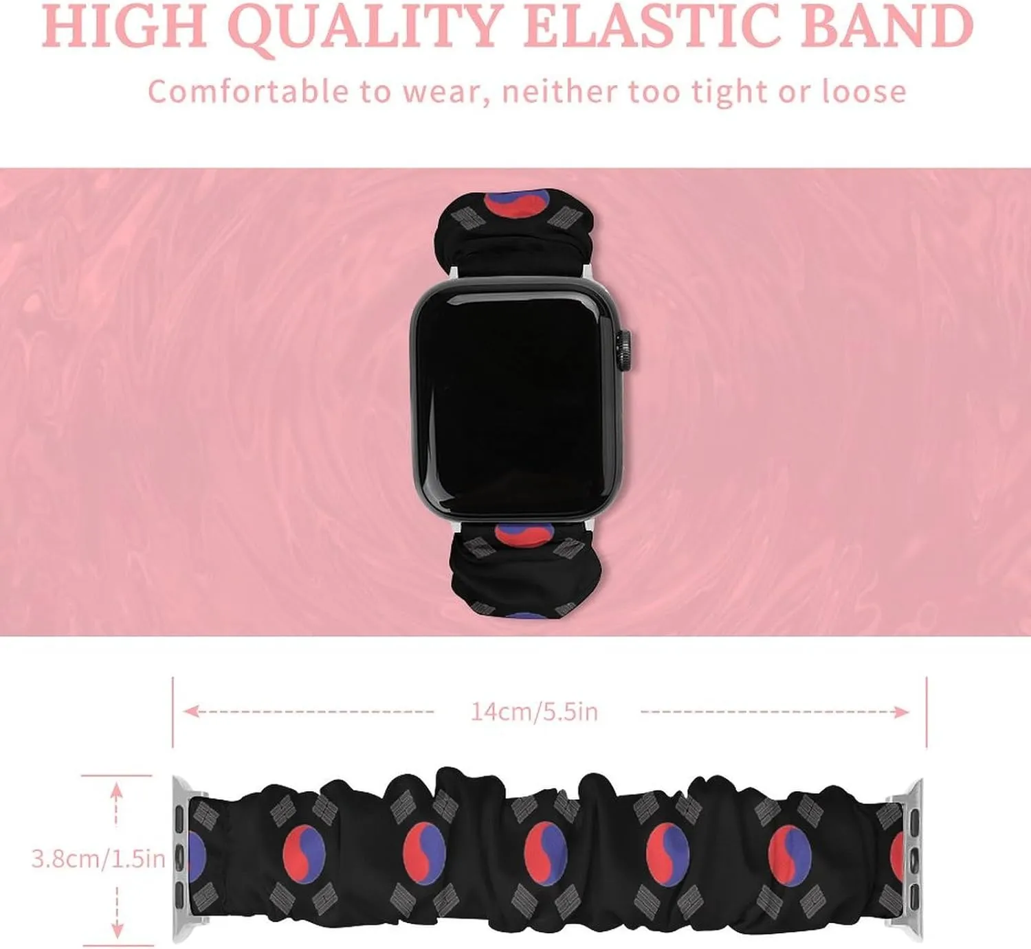 South Korea Korean Logo Fashion Watch Strap Scrunchies Wristbands Compatible With IWatch Series