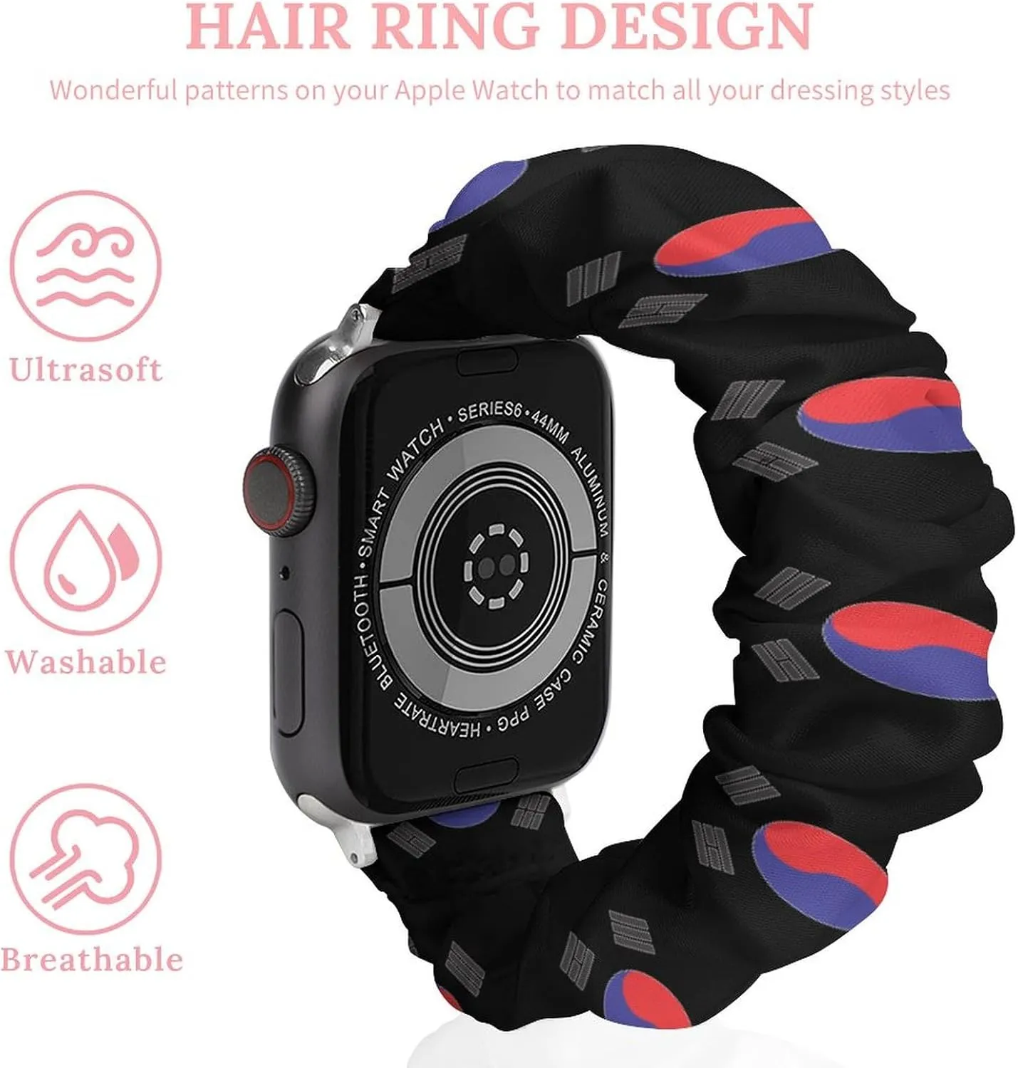 South Korea Korean Logo Fashion Watch Strap Scrunchies Wristbands Compatible With IWatch Series