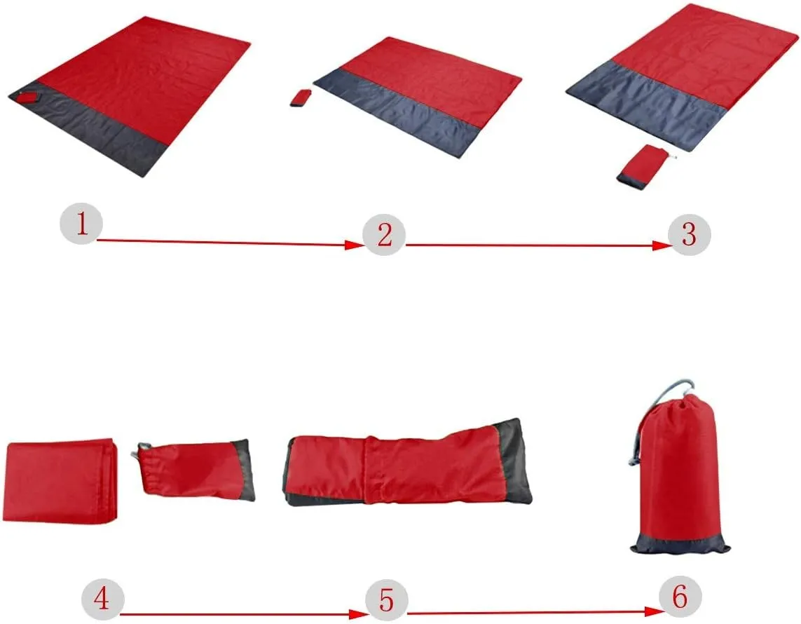 Sportmusies Waterproof Outdoor Blanket Beach Mat, Compact for Picnic, Camping, Hiking, Travel, Festival - 78" x 55", 4 Stakes, 1 Pouch