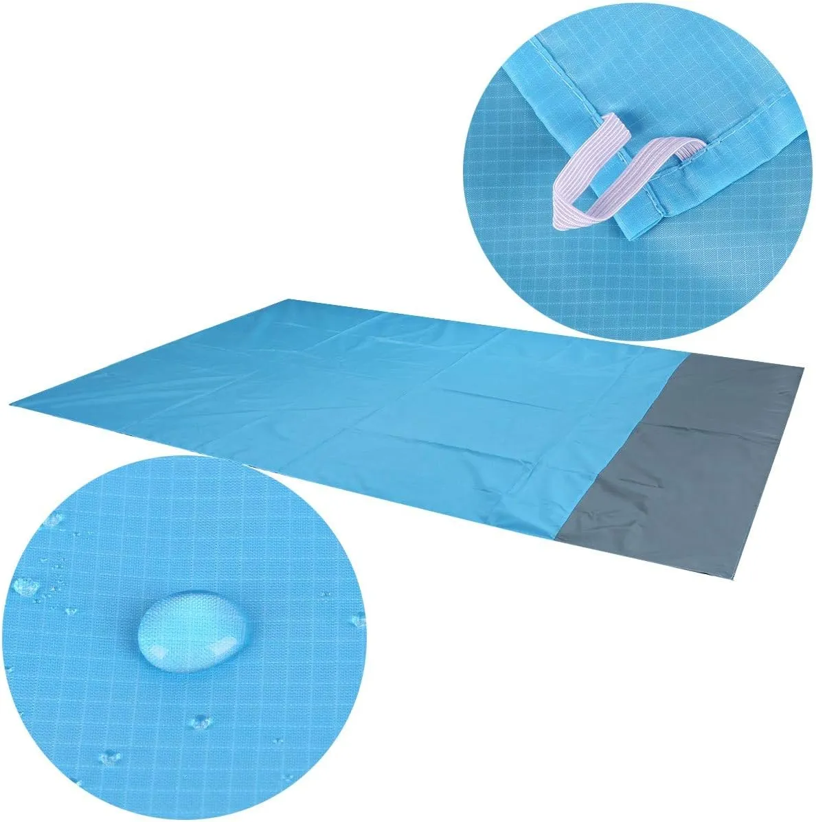 Sportmusies Waterproof Outdoor Blanket Beach Mat, Compact for Picnic, Camping, Hiking, Travel, Festival - 78" x 55", 4 Stakes, 1 Pouch
