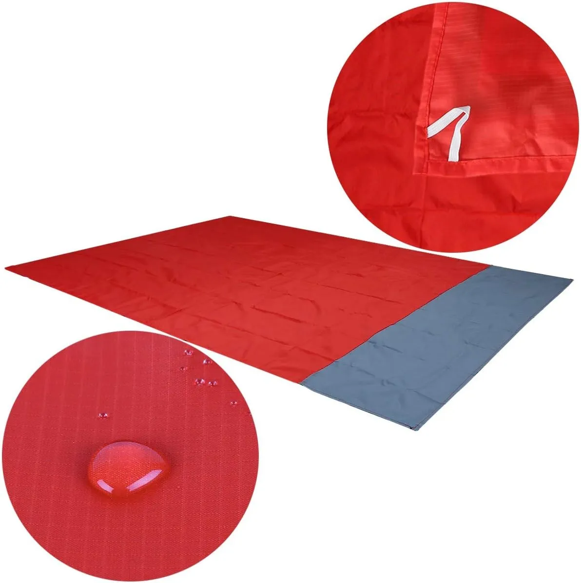 Sportmusies Waterproof Outdoor Blanket Beach Mat, Compact for Picnic, Camping, Hiking, Travel, Festival - 78" x 55", 4 Stakes, 1 Pouch