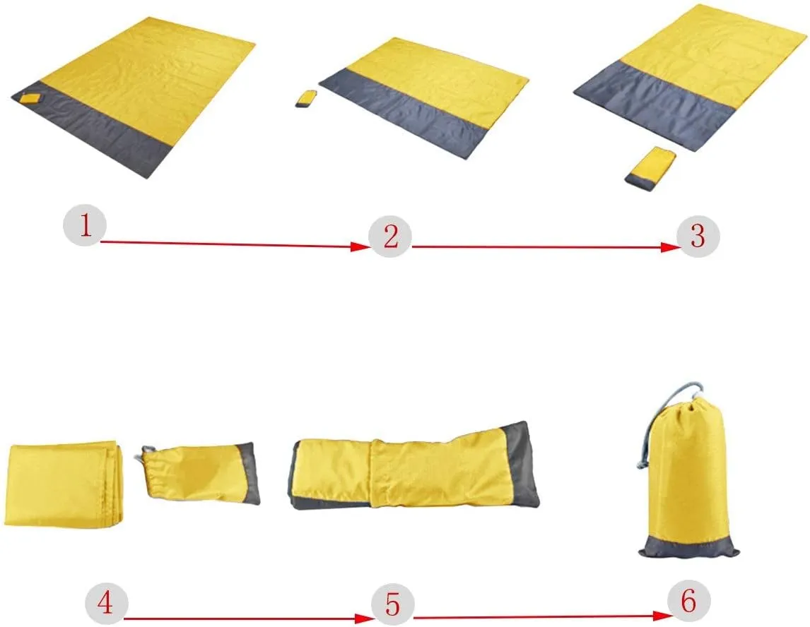 Sportmusies Waterproof Outdoor Blanket Beach Mat, Compact for Picnic, Camping, Hiking, Travel, Festival - 78" x 55", 4 Stakes, 1 Pouch