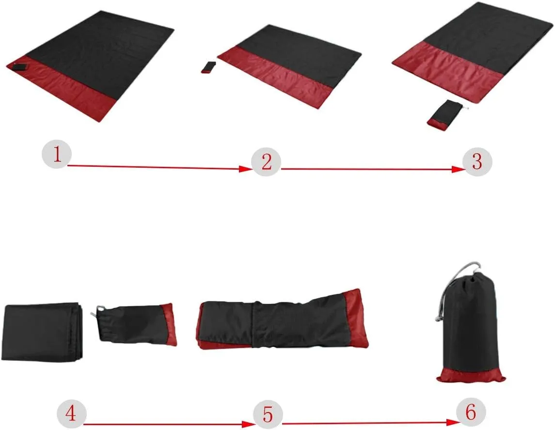 Sportmusies Waterproof Outdoor Blanket Beach Mat, Compact for Picnic, Camping, Hiking, Travel, Festival - 78" x 55", 4 Stakes, 1 Pouch