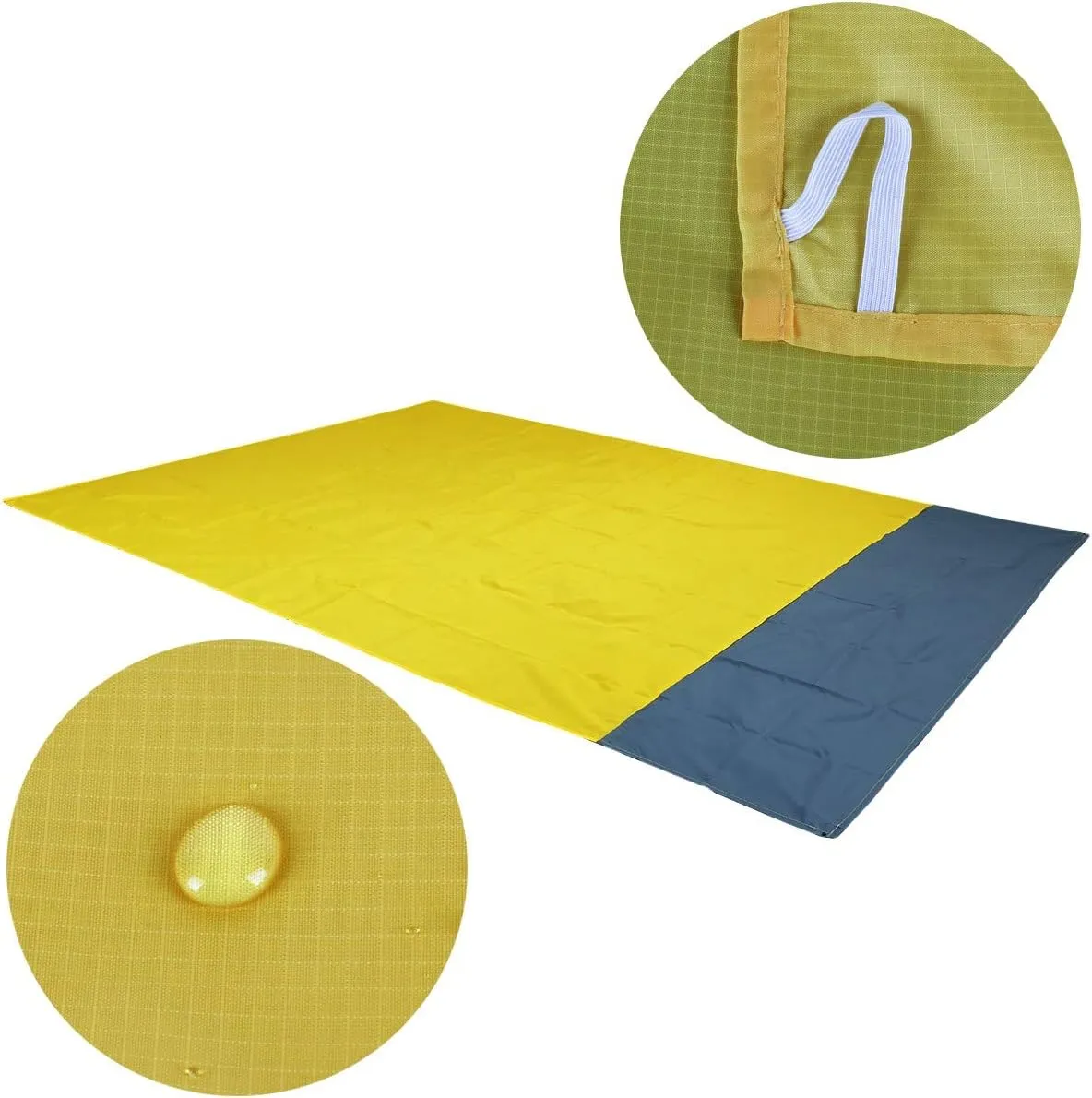Sportmusies Waterproof Outdoor Blanket Beach Mat, Compact for Picnic, Camping, Hiking, Travel, Festival - 78" x 55", 4 Stakes, 1 Pouch