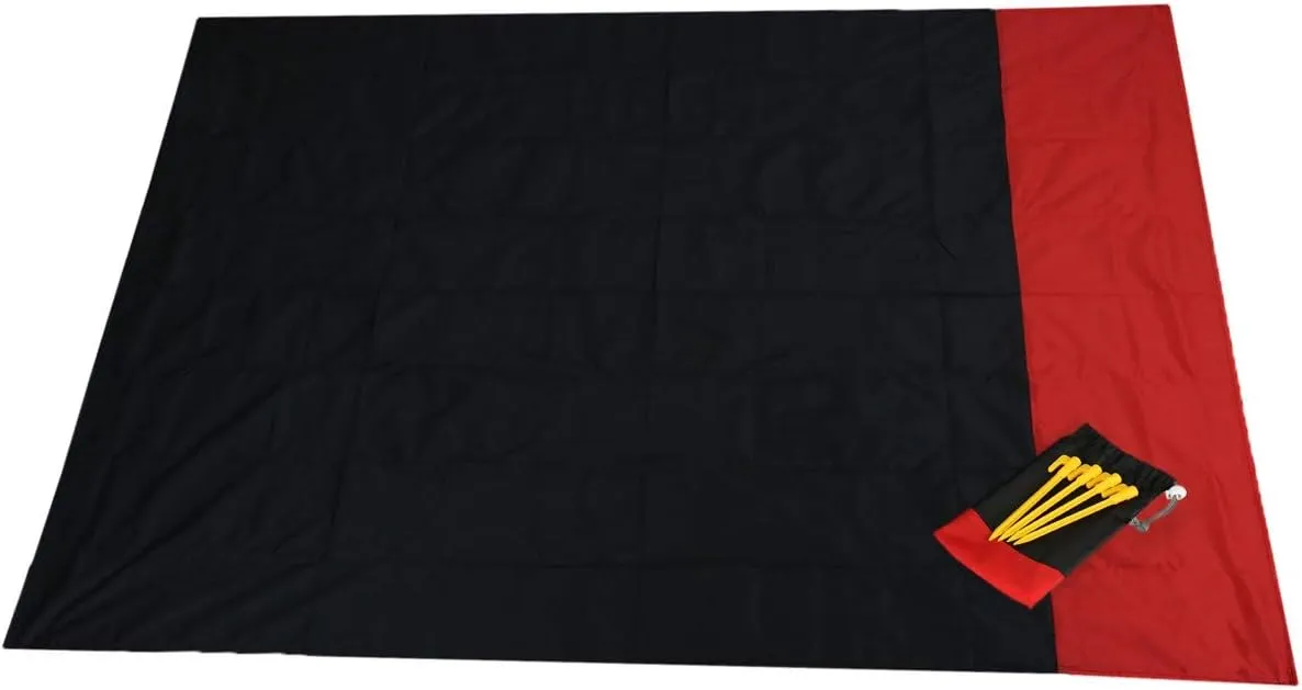 Sportmusies Waterproof Outdoor Blanket Beach Mat, Compact for Picnic, Camping, Hiking, Travel, Festival - 78" x 55", 4 Stakes, 1 Pouch