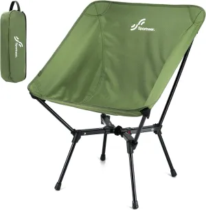 Sportneer Camping Chairs, Lightweight Outdoor Chairs with 2 Side Pockets & Storage Bag, Foldable & Portable Lawn Chairs for Camping Hiking Lawn Picnic Beach Outdoor Travel (1, Green(X Shape))
