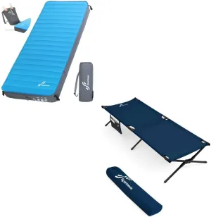 Sportneer Camping Cot   Self Inflating Sleeping Pad, Comfort Cot Bed for Camping Traveling Guest Bed, 4" Ultra-Thick Elasticity Foam Sleeping Mats for Camping Car Travel Tent Home