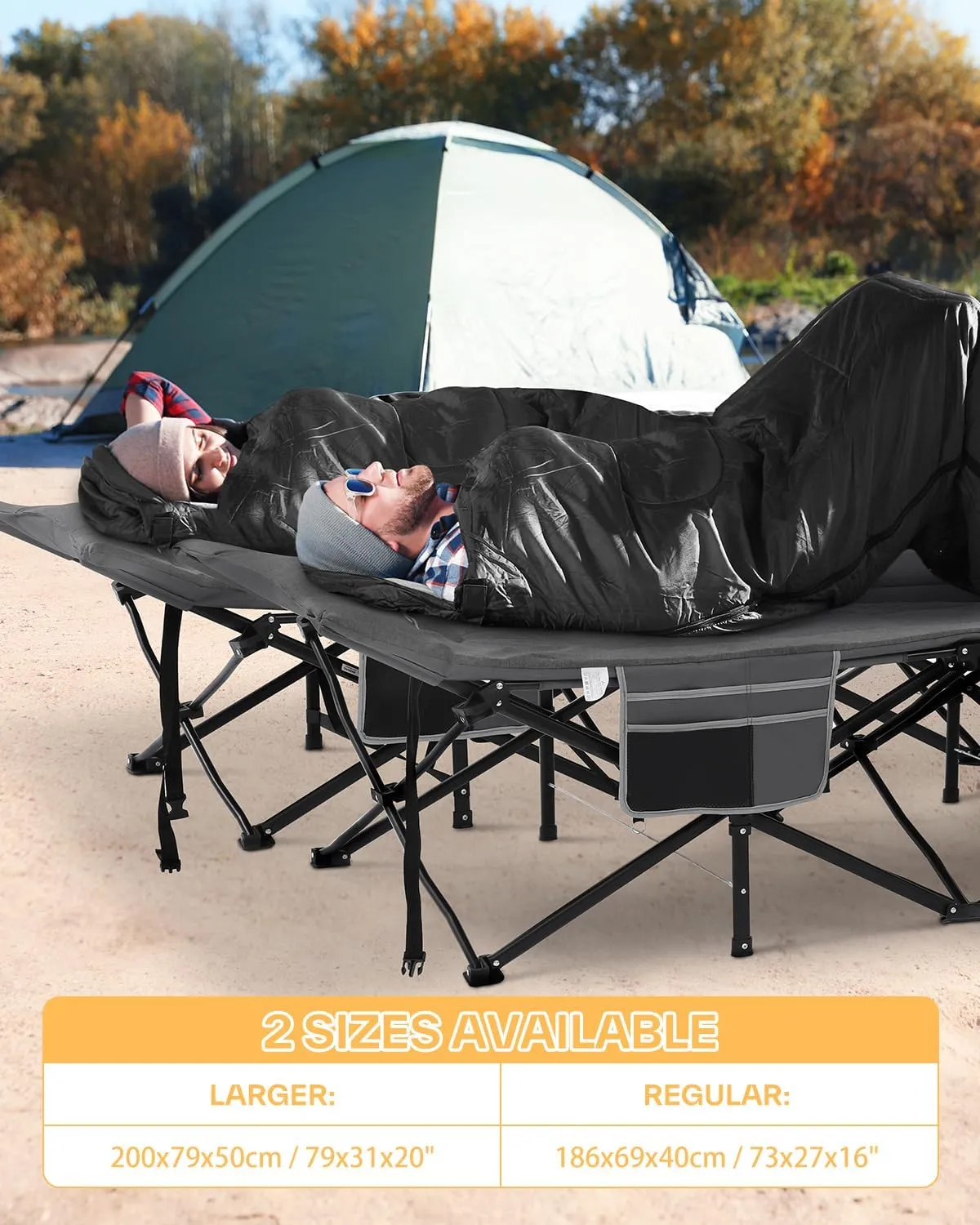 Sportneer Camping Cots for Adults, Sleeping Cot with Cushion Max Load 450 LBS Heavy Duty Folding Camping Sleeping Cot with Padded for Camping Tent Office Sleep Over (Grey, 79" Lx31 Wx20 H)