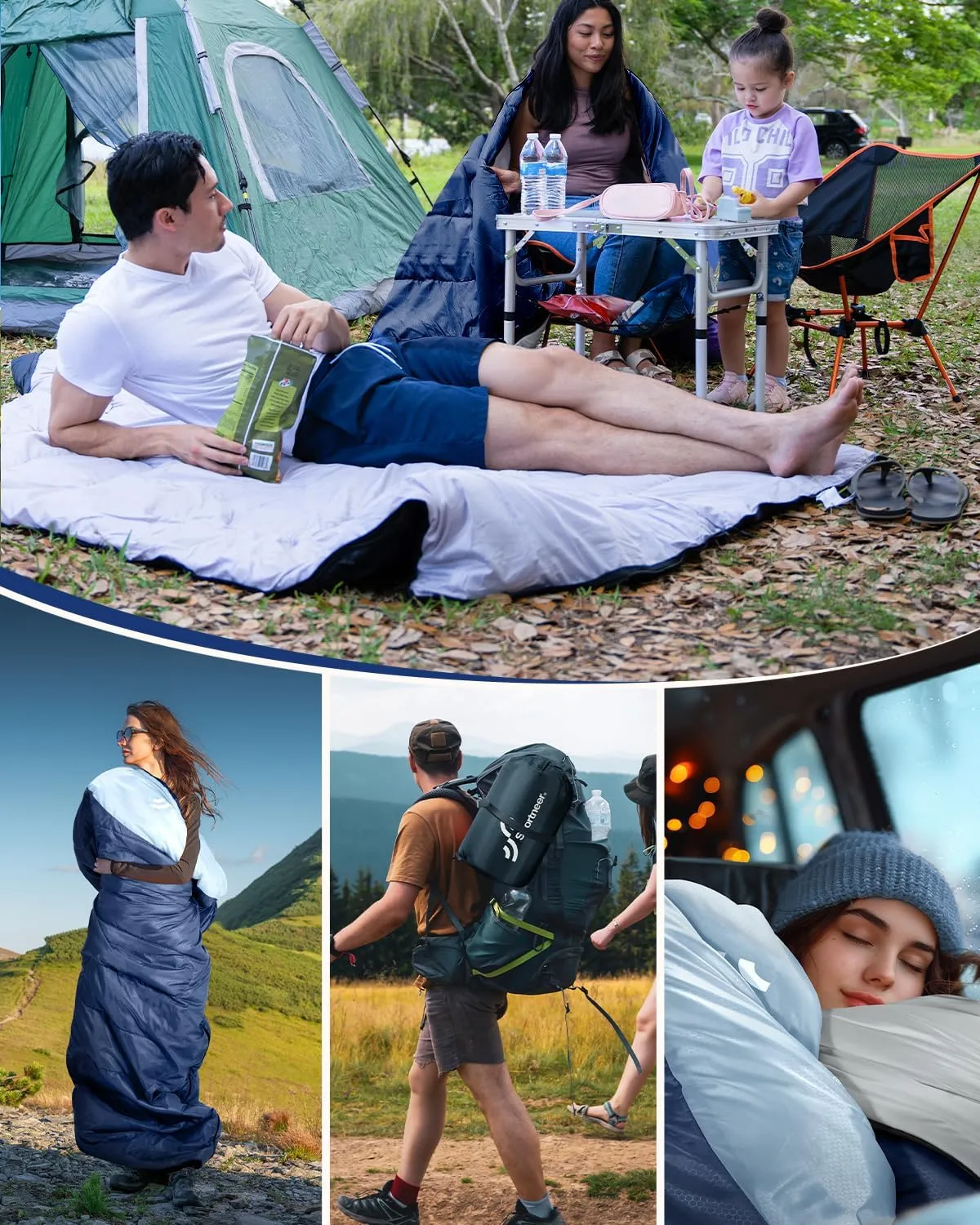 Sportneer Sleeping Bags for Adults, Warm & Cold Weather Sleeping Bag for Adults Kids Boys Girls - Lightweight Compact Camping Gear Equipment, Traveling, Backpacking, Hiking