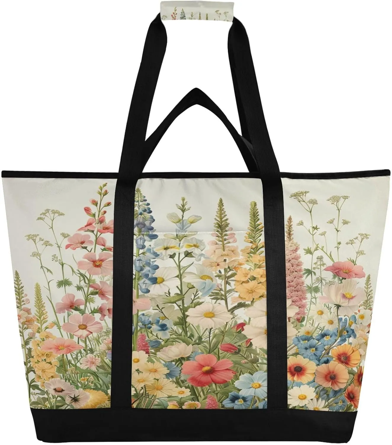 Spring Glegant Flowers Reusable Insulated Lunchbox Cooler Bag, Leakproof Kitchen Grocery Bag Collapsible Portable Cooler Tote Bag for Picnic, Camping, Office, Travel