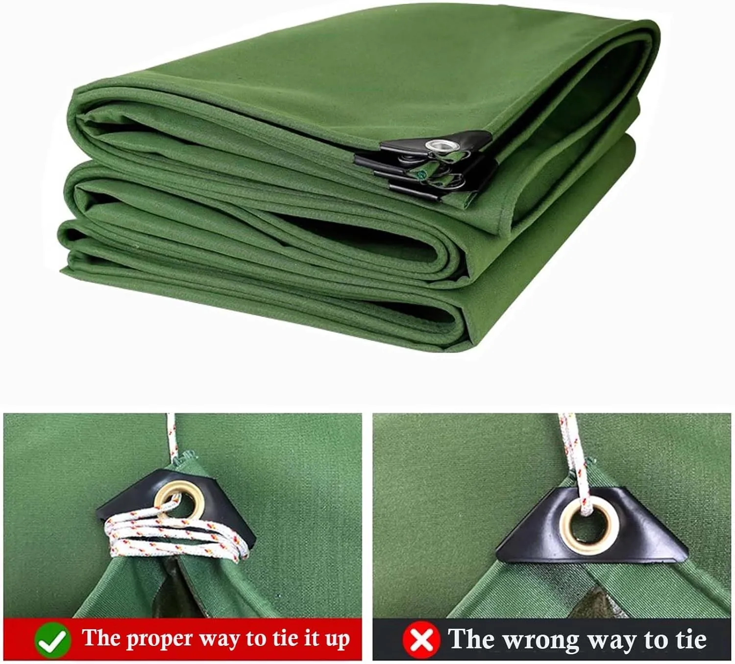 SRHIMEOS 7' x 7' Waterproof Canvas Tarp with Rustproof Grommets, 25 Mil Thick Tarps UV Resistant, Outdoor Camping Tent Tarpaulin, Multipurpose Protective Cover, Drop Cloth Curtains