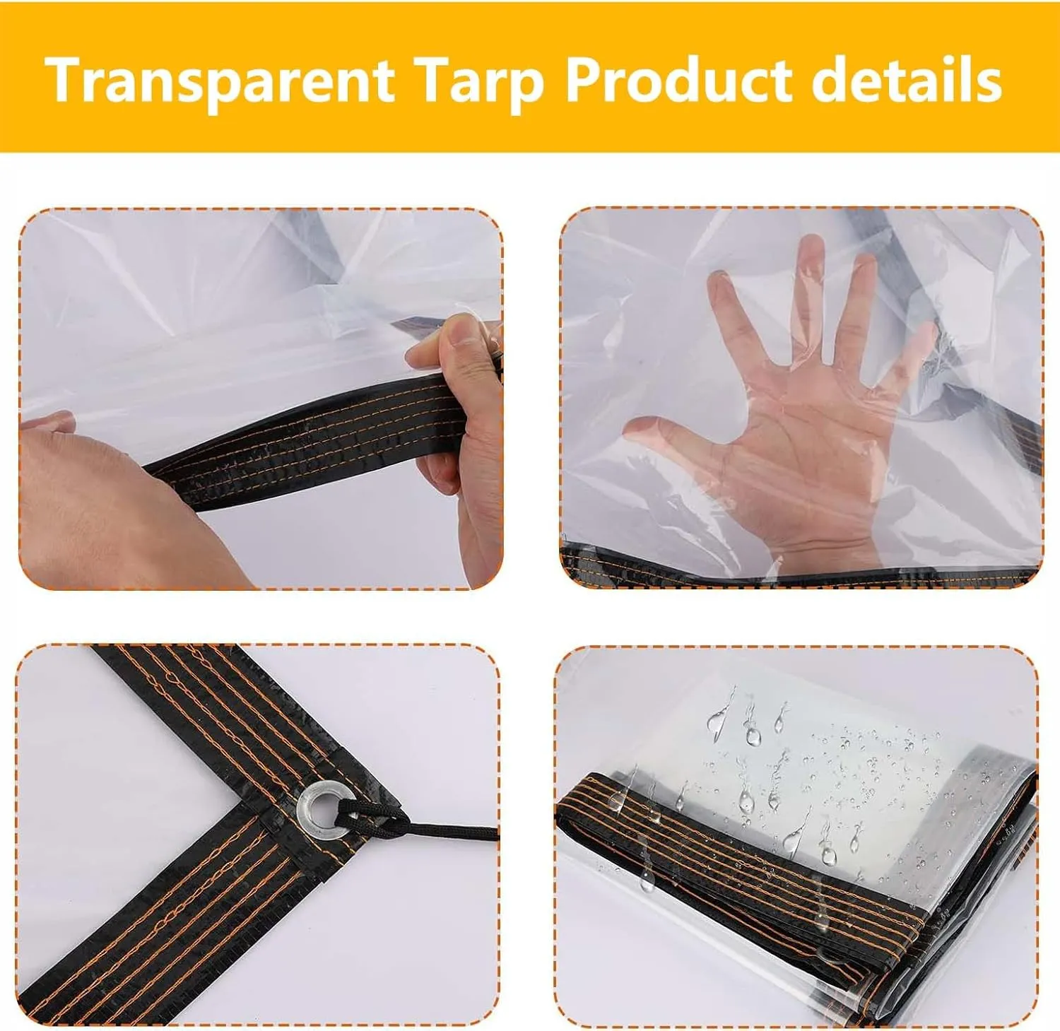 SRHIMEOS Transparent Tarp 24.6x23.0ft, Waterproof Clear Heavy Duty Tarpaulin with Grommets and Reinforced Edges, Plastic PVC Tarps Cover Waterproof, for Outdoor Camping Plants