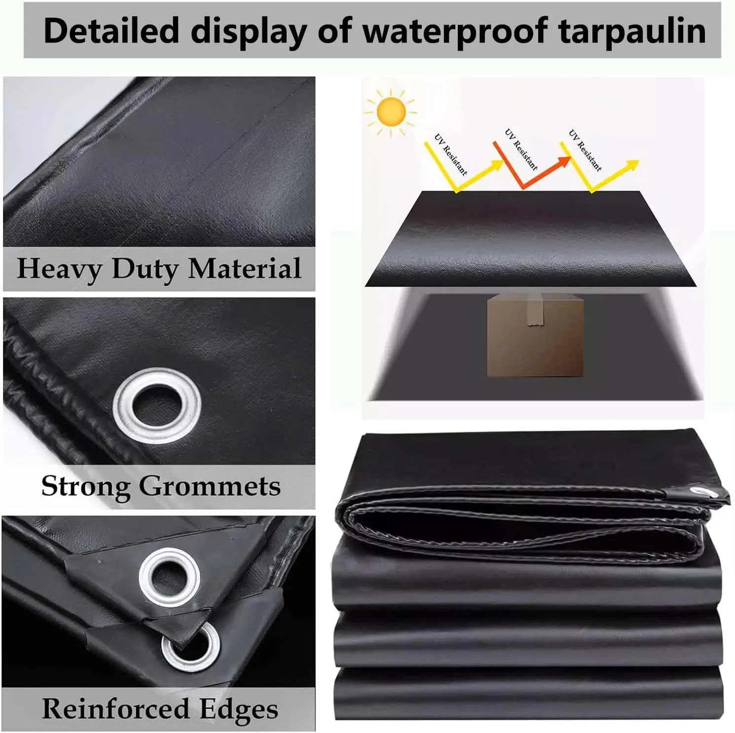 SRHIMEOS Waterproof Heavy Duty Tarp 40.0x65.6ft, Waterproof Thick Tarpaulin with Metal Grommets, Thick Tarpaulin, PVC Outdoor Tarps 600 g/m², Garden Rainproof, Windproof