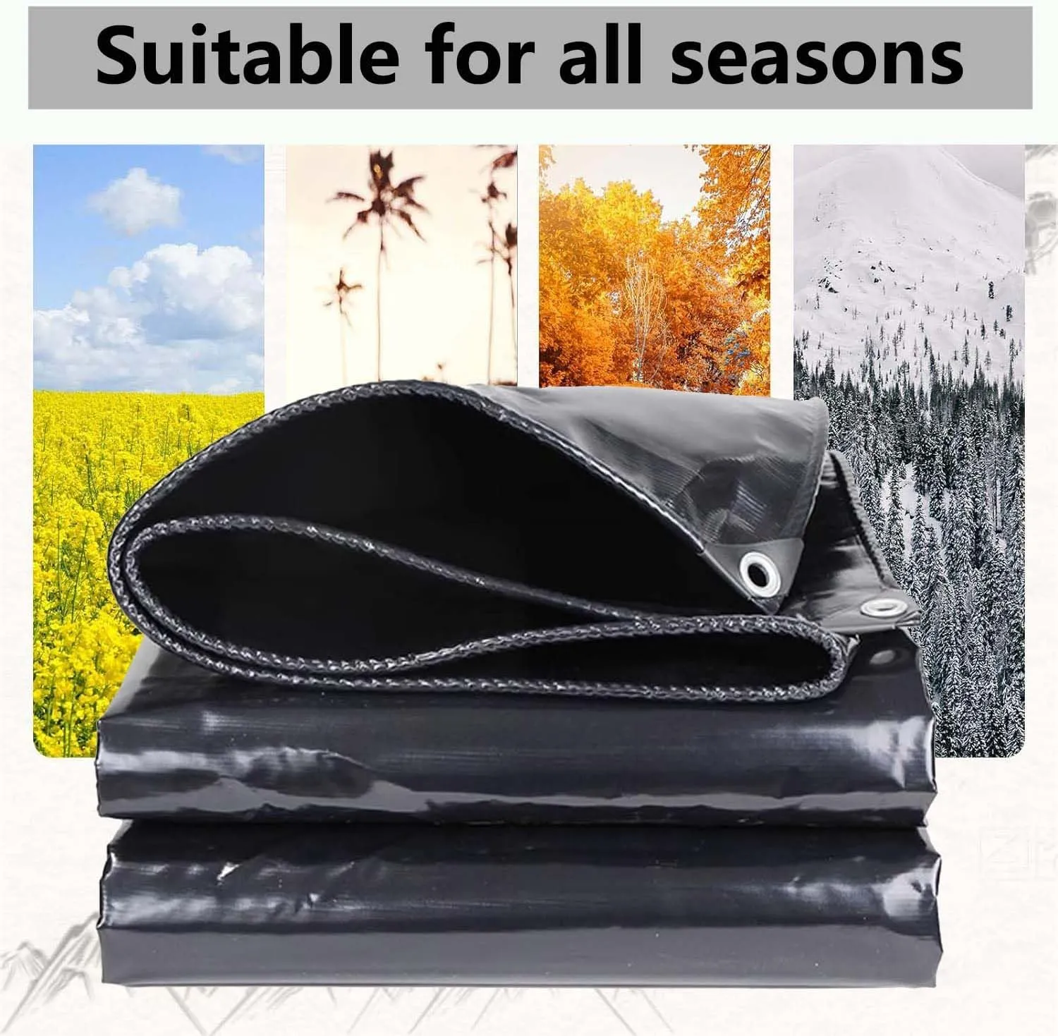 SRHIMEOS Waterproof Heavy Duty Tarp 40.0x65.6ft, Waterproof Thick Tarpaulin with Metal Grommets, Thick Tarpaulin, PVC Outdoor Tarps 600 g/m², Garden Rainproof, Windproof