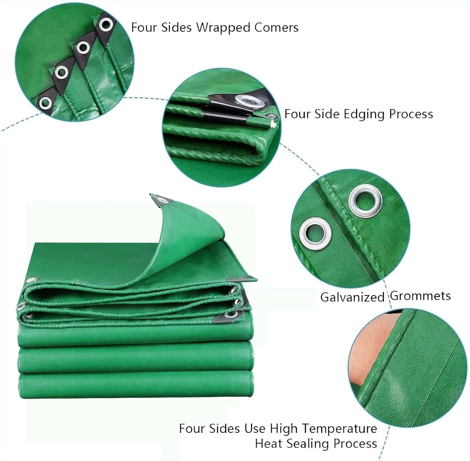SRHIMEOS Waterproof PVC Tarp with Grommets 31x65ft, Tarpaulin Ripstop Heavy Duty Waterproof, Tarps Thicken Outdoor Windproof, Tarpaulins 500g/m², Thick 0.4mm, for Car Boat Camping