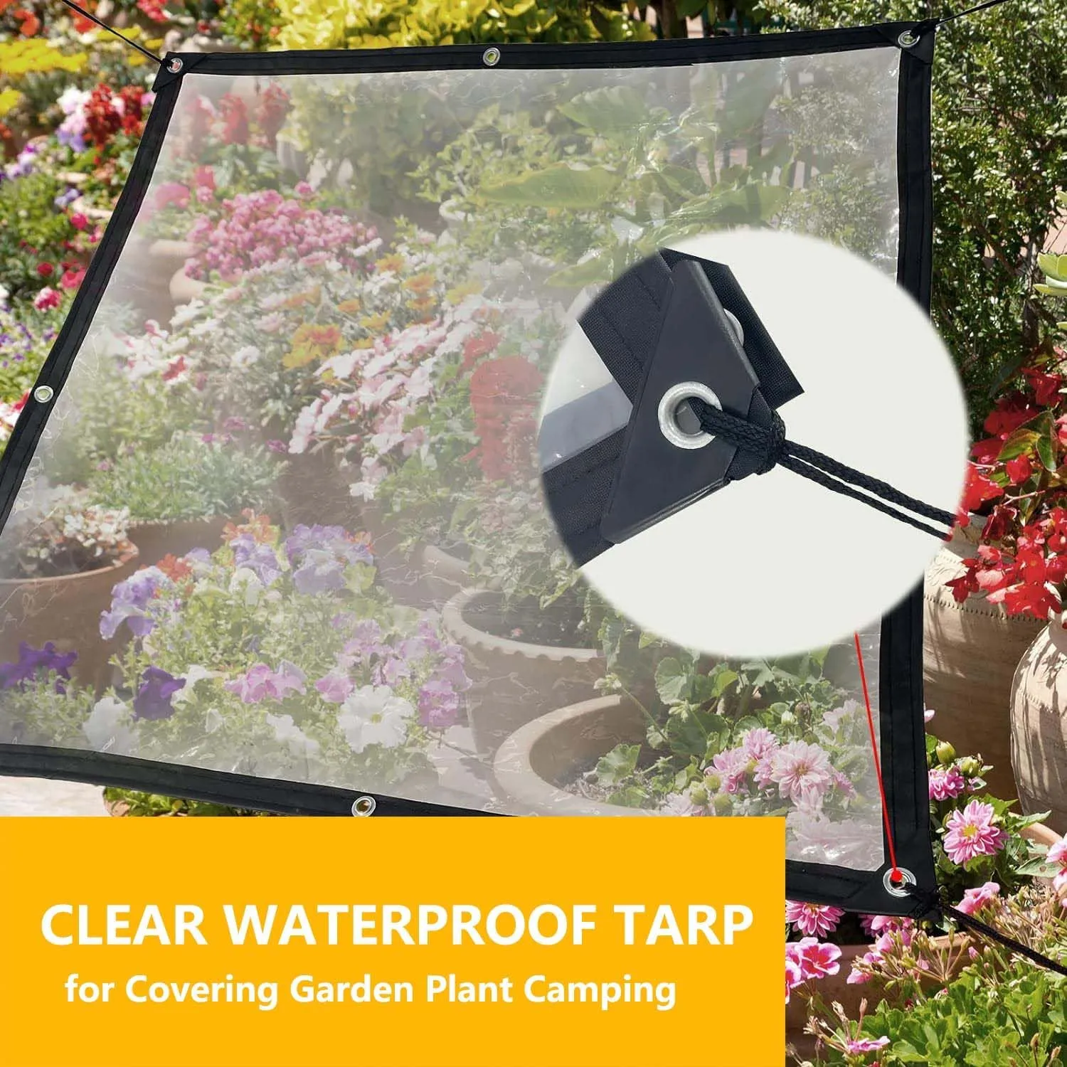 SRHIMEOS Waterproof Transparent Tarp 3.9x32.8ft, Heavy Duty Tarpaulin Clear with Grommets and Reinforced Edges, Plastic Tarps Cover PVC, Ripstop for Boat Patio Garden Plants