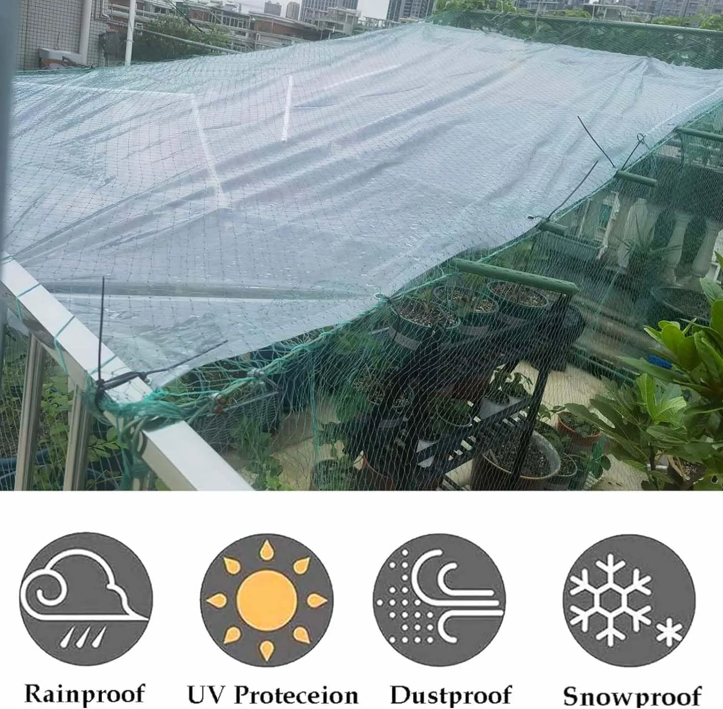 SRHIMEOS Waterproof Transparent Tarp 3.9x32.8ft, Heavy Duty Tarpaulin Clear with Grommets and Reinforced Edges, Plastic Tarps Cover PVC, Ripstop for Boat Patio Garden Plants