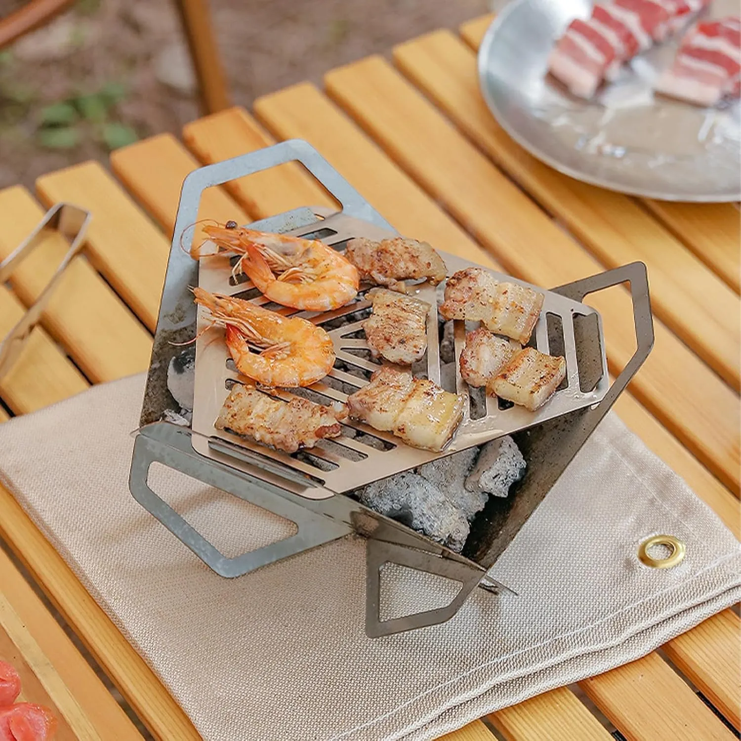 Stainless Folding Pit for BBQ Picnics Patios Foldable Pit Grills Foldable Camping Grills Campfire Grills