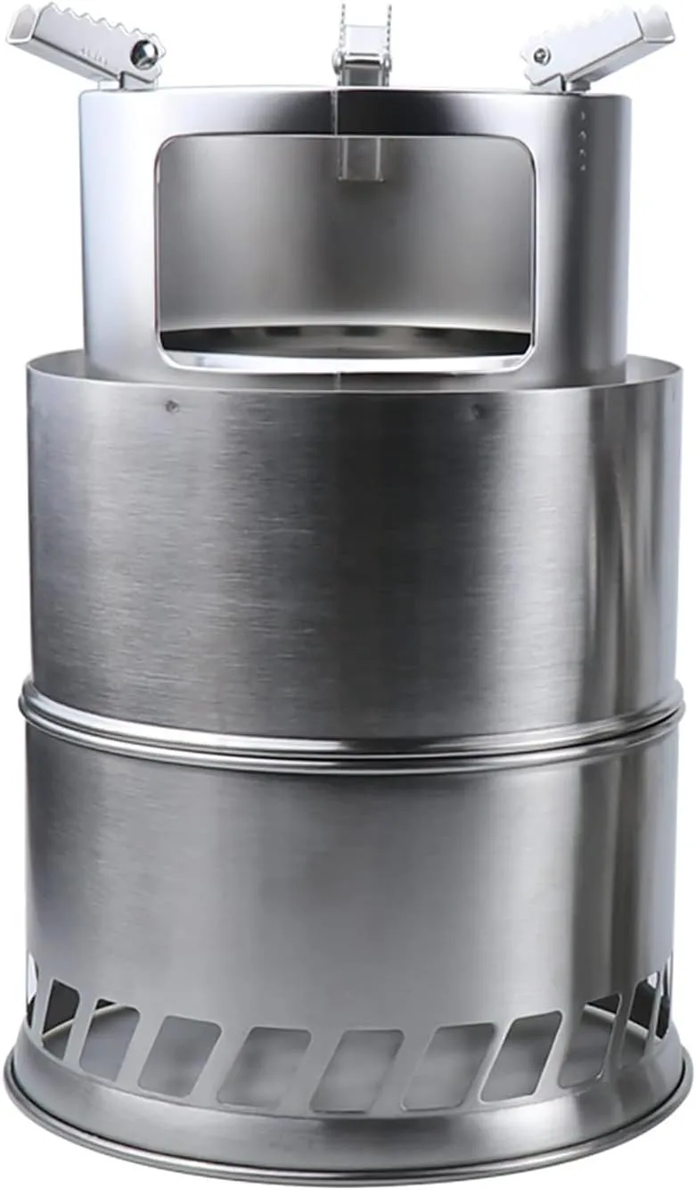 Stainless Steel Burning Stove, Outdoor Firepit, Portable and Compact,Mini BBQ Grill Stove,for Cooking, Camping, Tent, Hiking, Fishing, Backpacking (Size : 19x30cm)