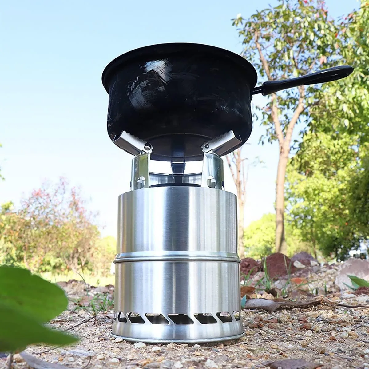 Stainless Steel Burning Stove, Outdoor Firepit, Portable and Compact,Mini BBQ Grill Stove,for Cooking, Camping, Tent, Hiking, Fishing, Backpacking (Size : 19x30cm)
