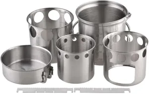 Stainless Steel For Camping Stove and Firewood Pot Set, Features Non Slip Support and Integrated Measuring for Outdoor Cooking