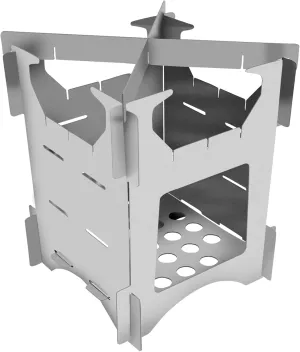 Stainless Steel Pocket Camp Stove, Compact Folding Wood Burner for Hiking, Efficient Ventilation and Slot Structure
