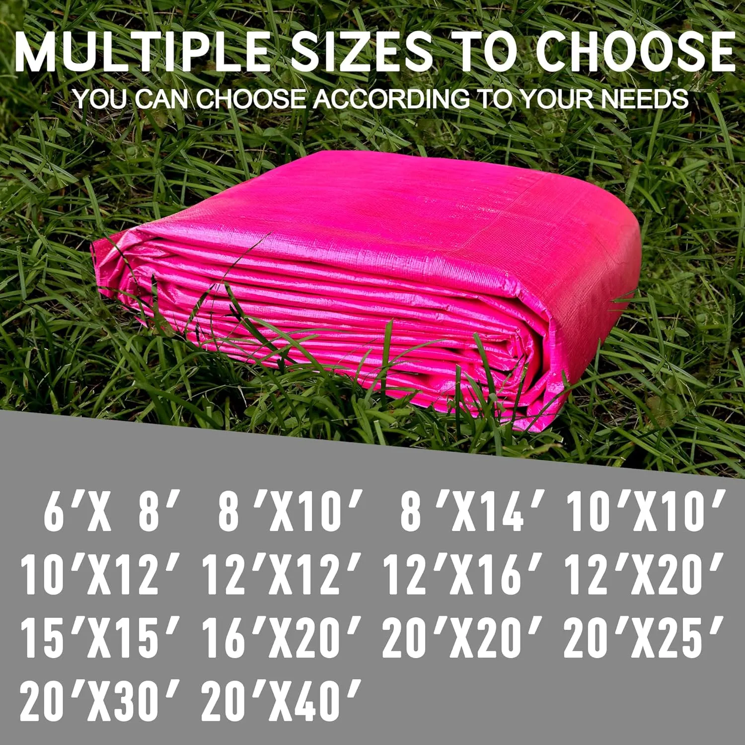 STARPYNG-12 Mil Pink/Silver 16x20 Feet Tarp-Heavy Duty Poly Tarp-Cover,Waterproof, UV Resistant, Weather Resistant, Cover Cars, Boats, Courtyards,Camping