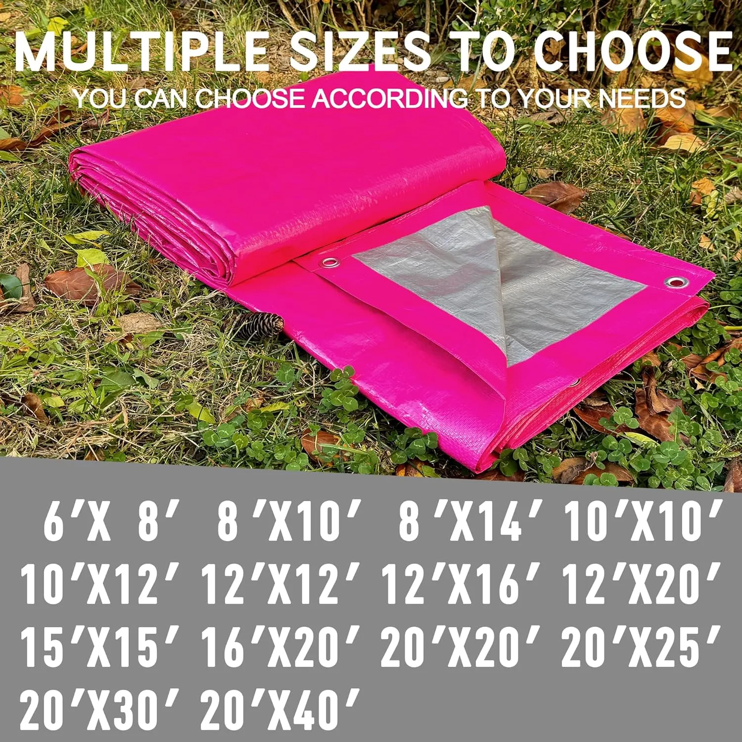 STARPYNG-7 Mil Pink/Silver 12x16 Feet Tarp-Multifunctional Waterproof Tarpaulin-Waterproof, UV Resistant, Rip and Tear Resistant, Poly Tarpaulin with Reinforced Edges for Cover