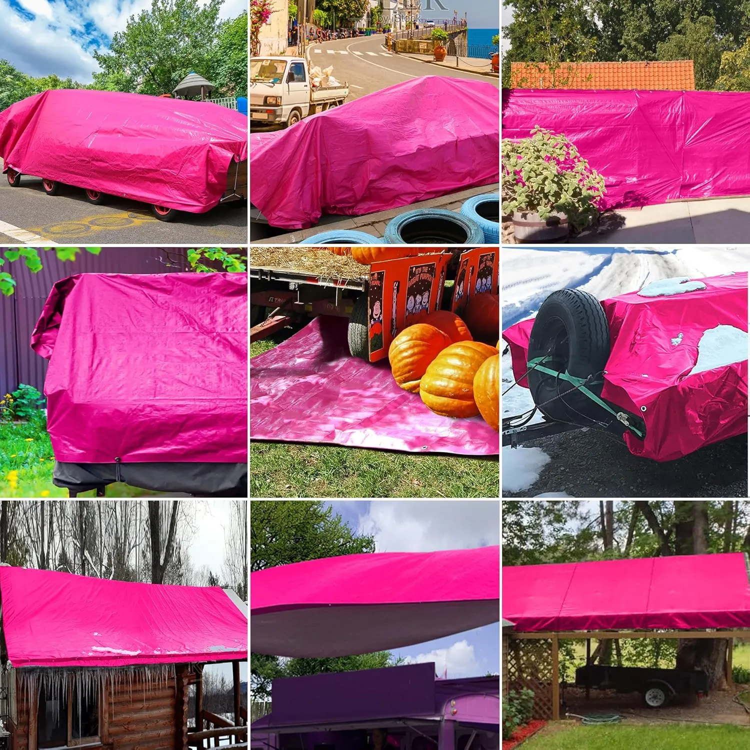 STARPYNG-7 Mil Pink/Silver 12x16 Feet Tarp-Multifunctional Waterproof Tarpaulin-Waterproof, UV Resistant, Rip and Tear Resistant, Poly Tarpaulin with Reinforced Edges for Cover
