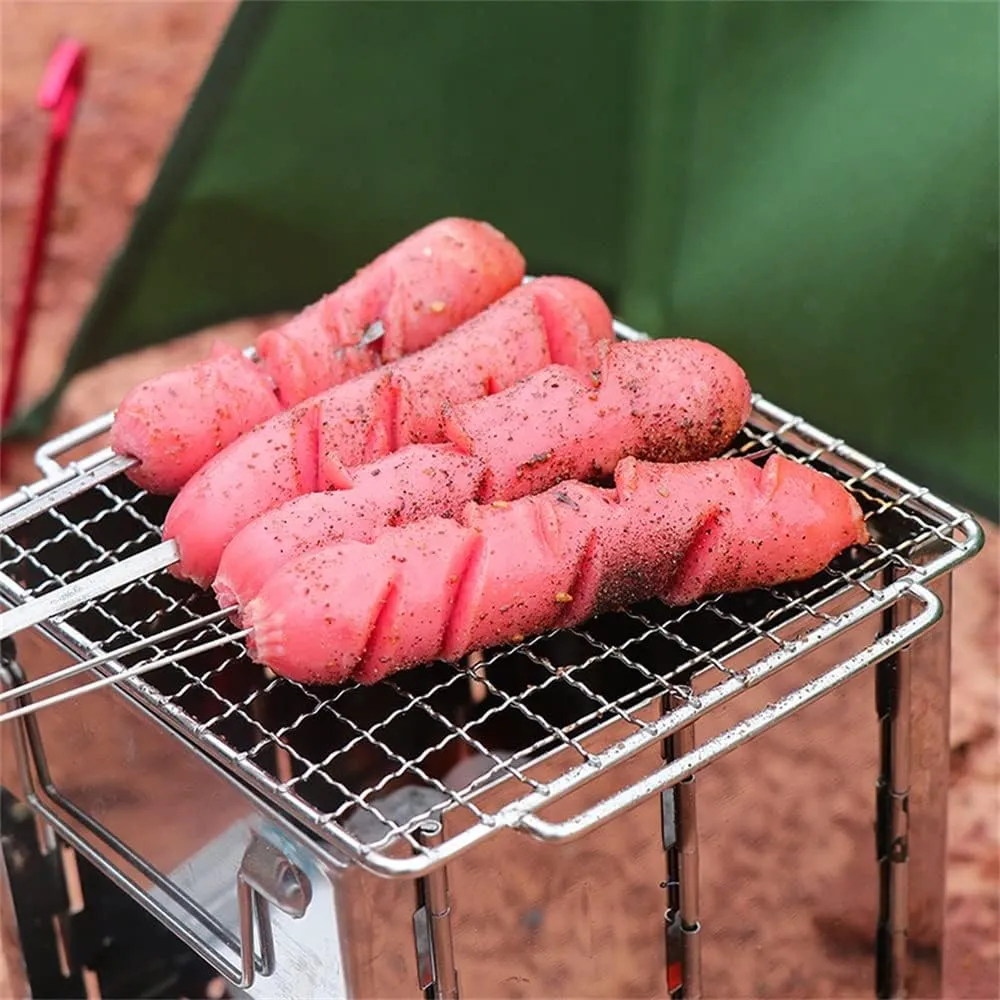Steel Convenient Barbecue Grill Square Folding Bbq Grill Camping Wood Stove Heating Stove Bonfire Stove