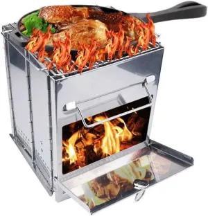 Steel Convenient Barbecue Grill Square Folding Bbq Grill Camping Wood Stove Heating Stove Bonfire Stove