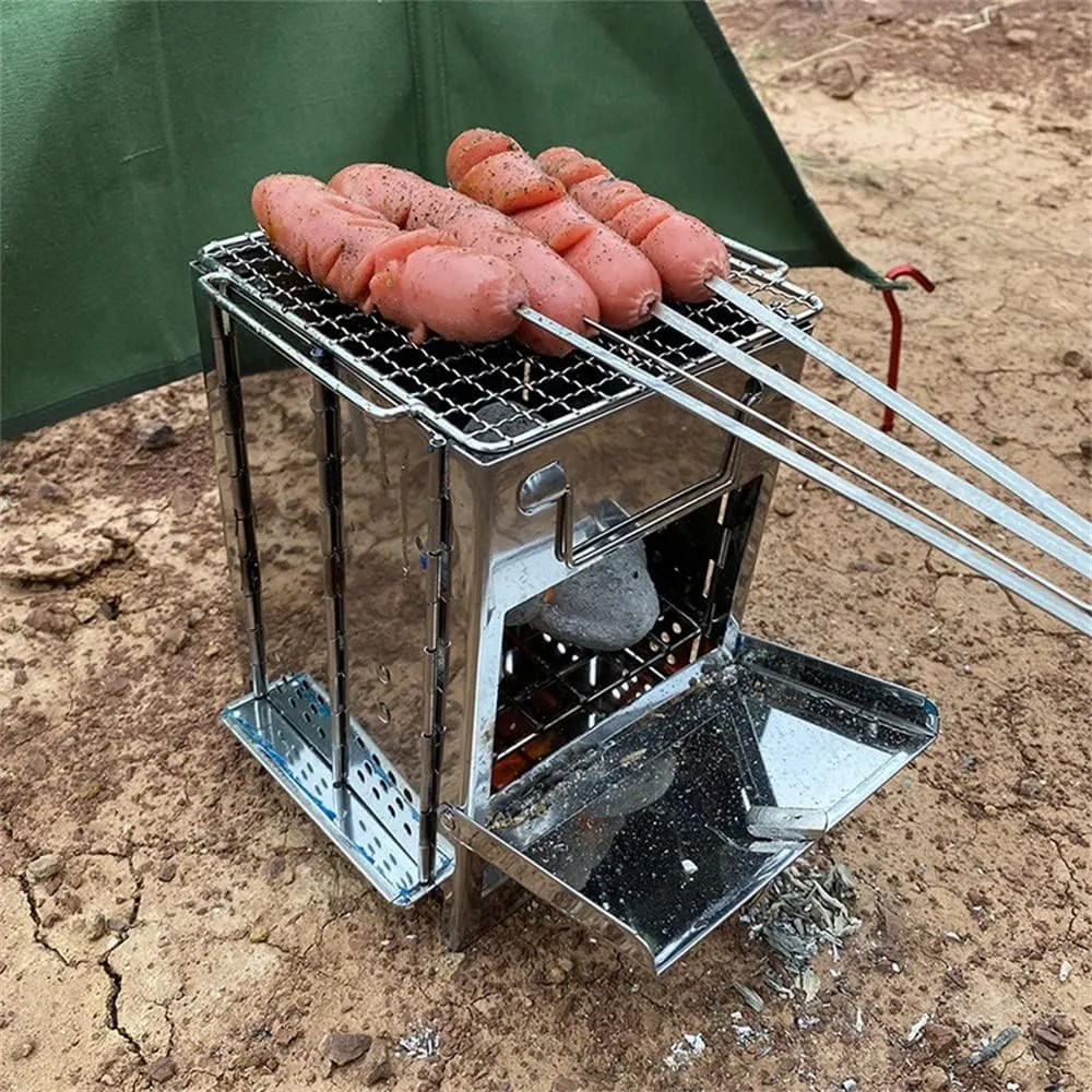 Steel Convenient Barbecue Grill Square Folding Bbq Grill Camping Wood Stove Heating Stove Bonfire Stove