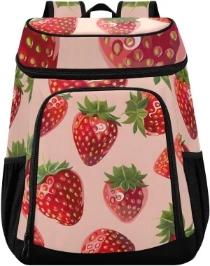 Strawberry Pink Pattern Cooler Backpack Cooler Insulated Leak Proof Lunch Backpack 36 Cans Waterproof Soft for Men Women Picnic Hiking Camping Beach