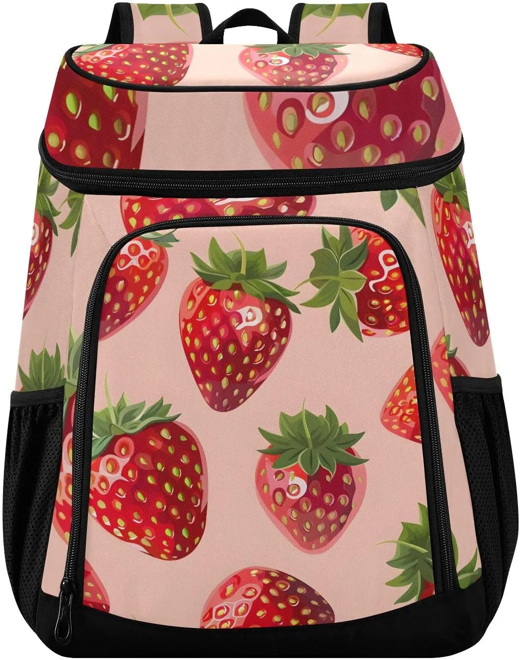 Strawberry Pink Pattern Cooler Backpack Cooler Insulated Leak Proof Lunch Backpack 36 Cans Waterproof Soft for Men Women Picnic Hiking Camping Beach