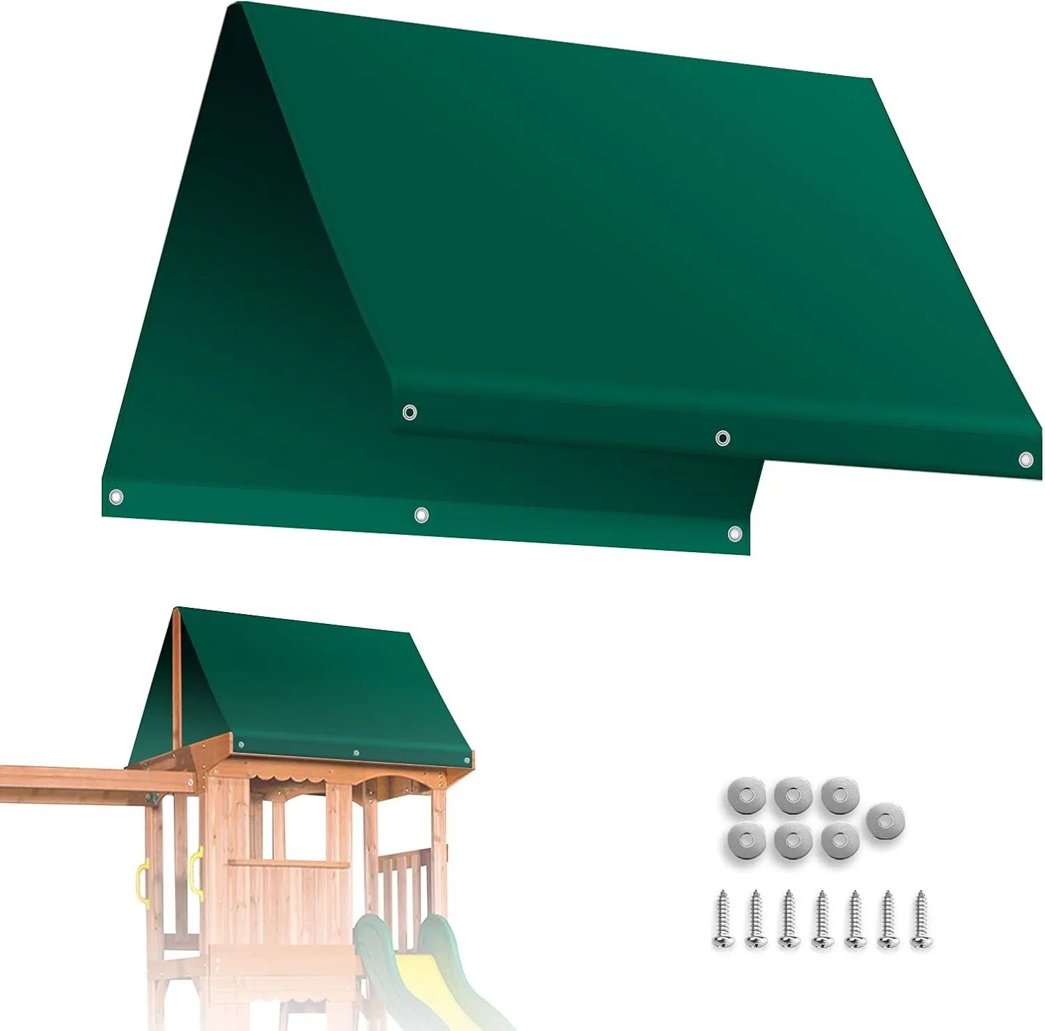 Strong Camel Replacement Swing Set Replacement Tarp for Backyard Wood Playset Swing Set -Only Backyard Playset Canopy Cover (Green, 43"X 94")