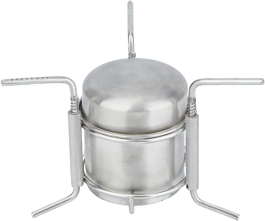 SUPERFINDINGS Camping Alcohol Stove Solid Alcohol Furnace Portable Burner Stand Stainless Steel Ultralight Folding Liquid Stove with Rack Support for Backpacking Picnic Hiking Camping Survival