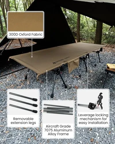 SUPRANUBIS Camping Cot,Height Adjustable w/ Cot Leg Extenders