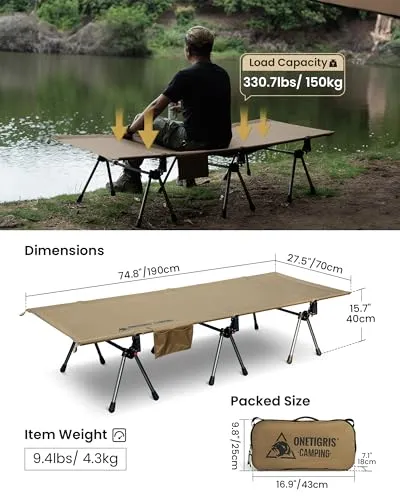 SUPRANUBIS Camping Cot,Height Adjustable w/ Cot Leg Extenders