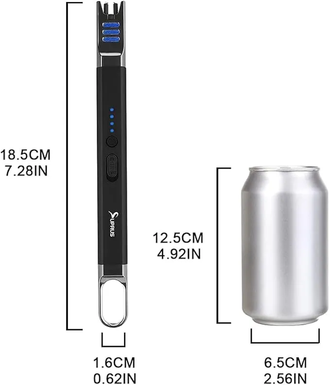 SUPRUS Candle Lighter Electric Arc Lighter Windproof Flameless USB Rechargeable Lighter with LED Light for Candle Camping BBQ Cooking (Black Champagne Gold)
