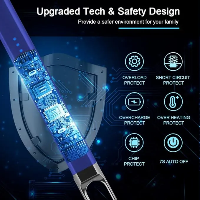 SUPRUS Candle Lighter Electric Arc Lighter Windproof Flameless USB Rechargeable Lighter with LED Light for Candle Camping BBQ Cooking (Blue)